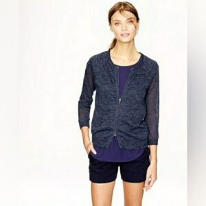 J Crew Marled Zip Cardigan, Heathered Dark Gray, Size XXS
